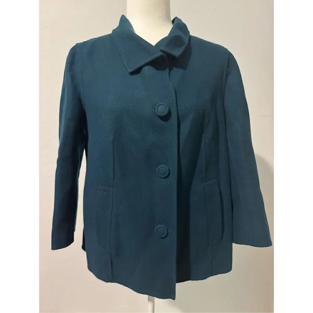 Talbots 100% Wool blazer jacket large button front with pockets 6